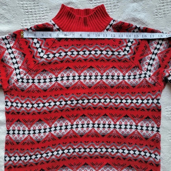 Chaps Fair Isle Festive Red  Knit Sweater - Picture 7 of 10